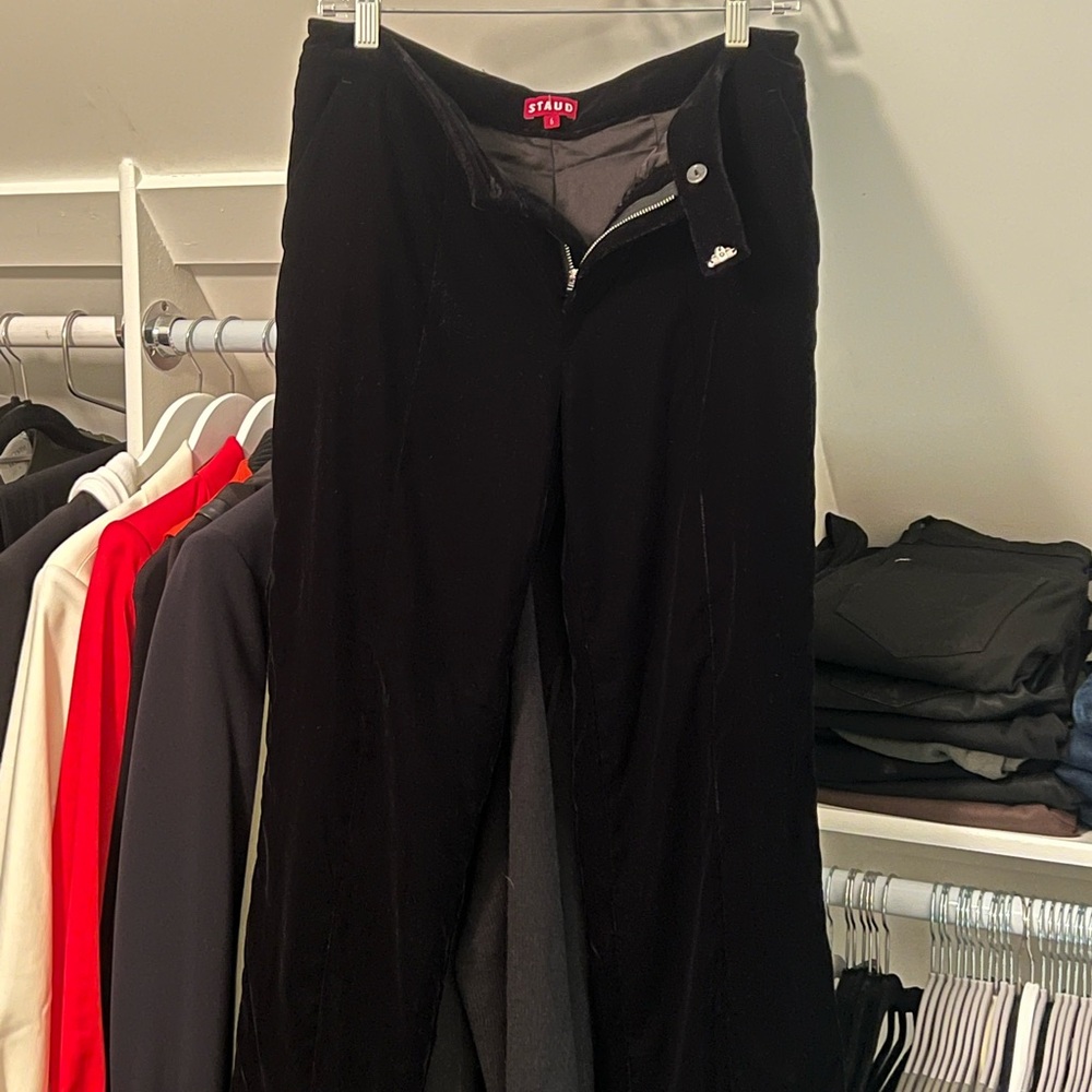 STAUD Black Velvet Pants